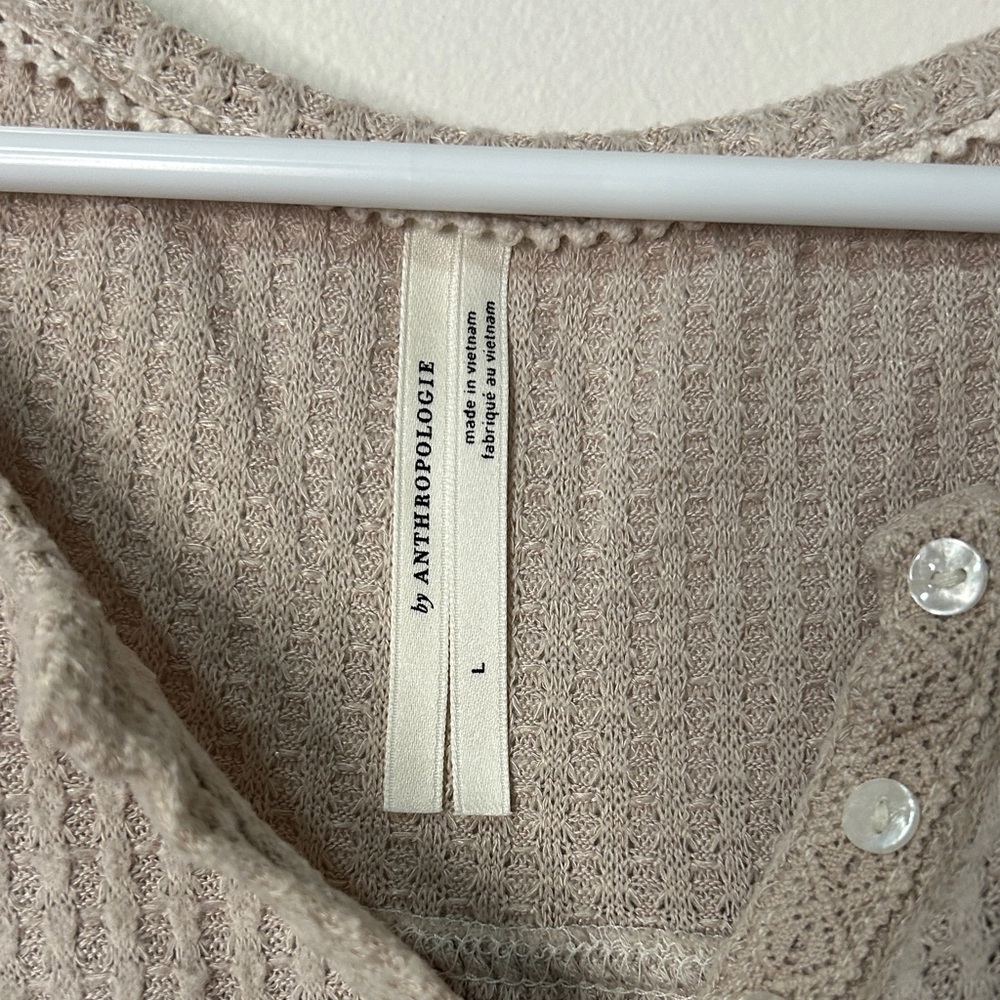 Anthropologie Taupe Long Sleeve Top ladies size L - Picture 2 of 7